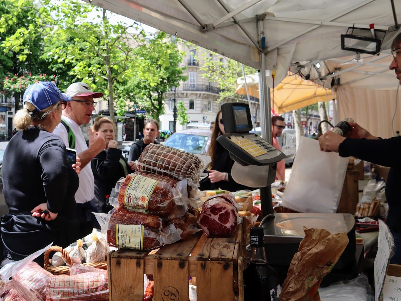 a picture taken of a charcuterie stall on a food tour in the summer last year