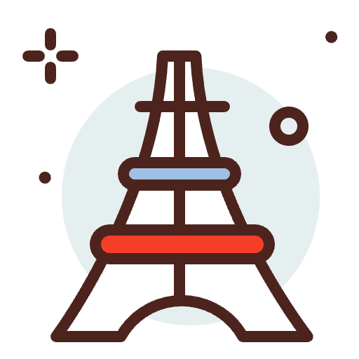 Eiffel Tower Paris, France logo - you are bound to spot this on your trip to Paris with us!