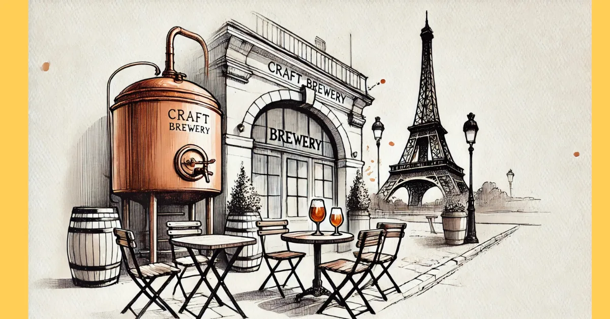 Paris-Breweries french craft beer illustration of a brewery with the eiffel tower in the background