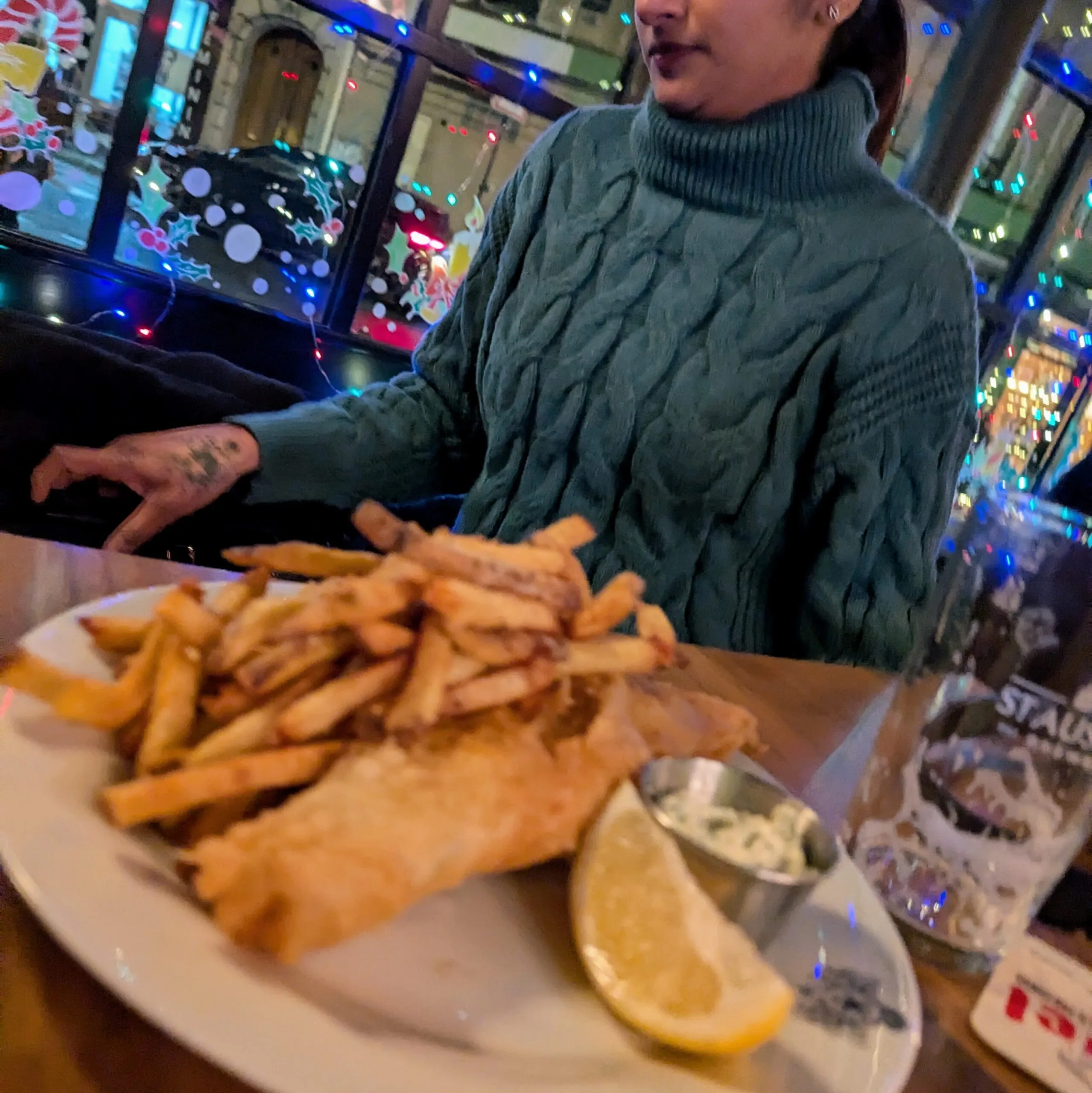 PXL_20241127_171842244 Fish and chips at The Blossom Arms, acclaimed as the best British gastropub food in Paris.