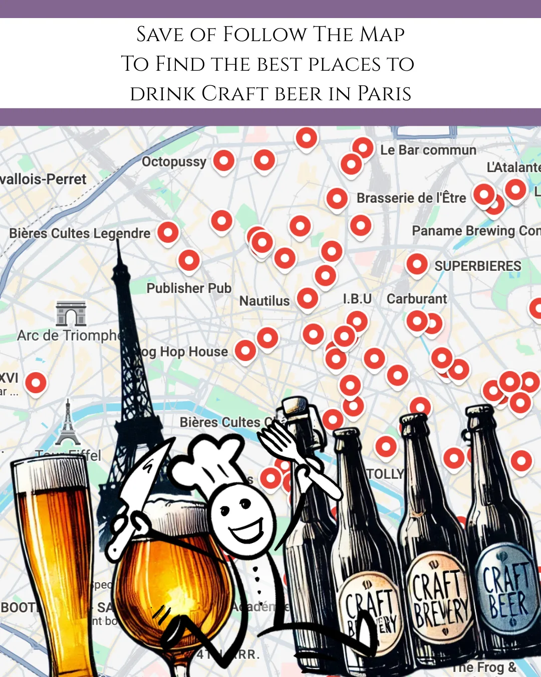 Paris Craft Beer Map Screenshot of the Paris Beer Map featuring top craft breweries, brewpubs, and beer bars across the city—curated guide for beer lovers in Paris.
