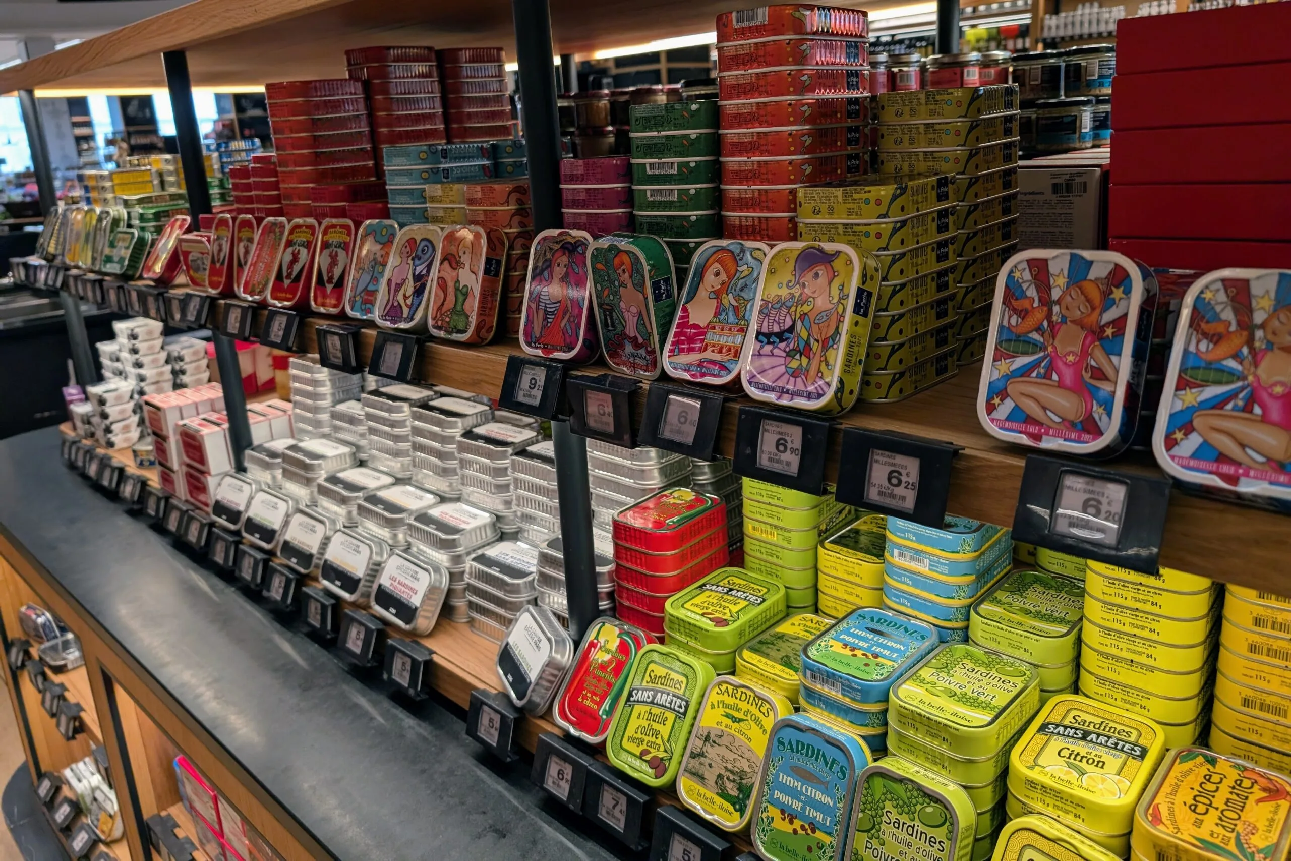 Sardines at La Grande Epicerie de Paris one of the most comprehensive selection of over priced, over hyped sardines I have ever seen at la grande epicerie de paris