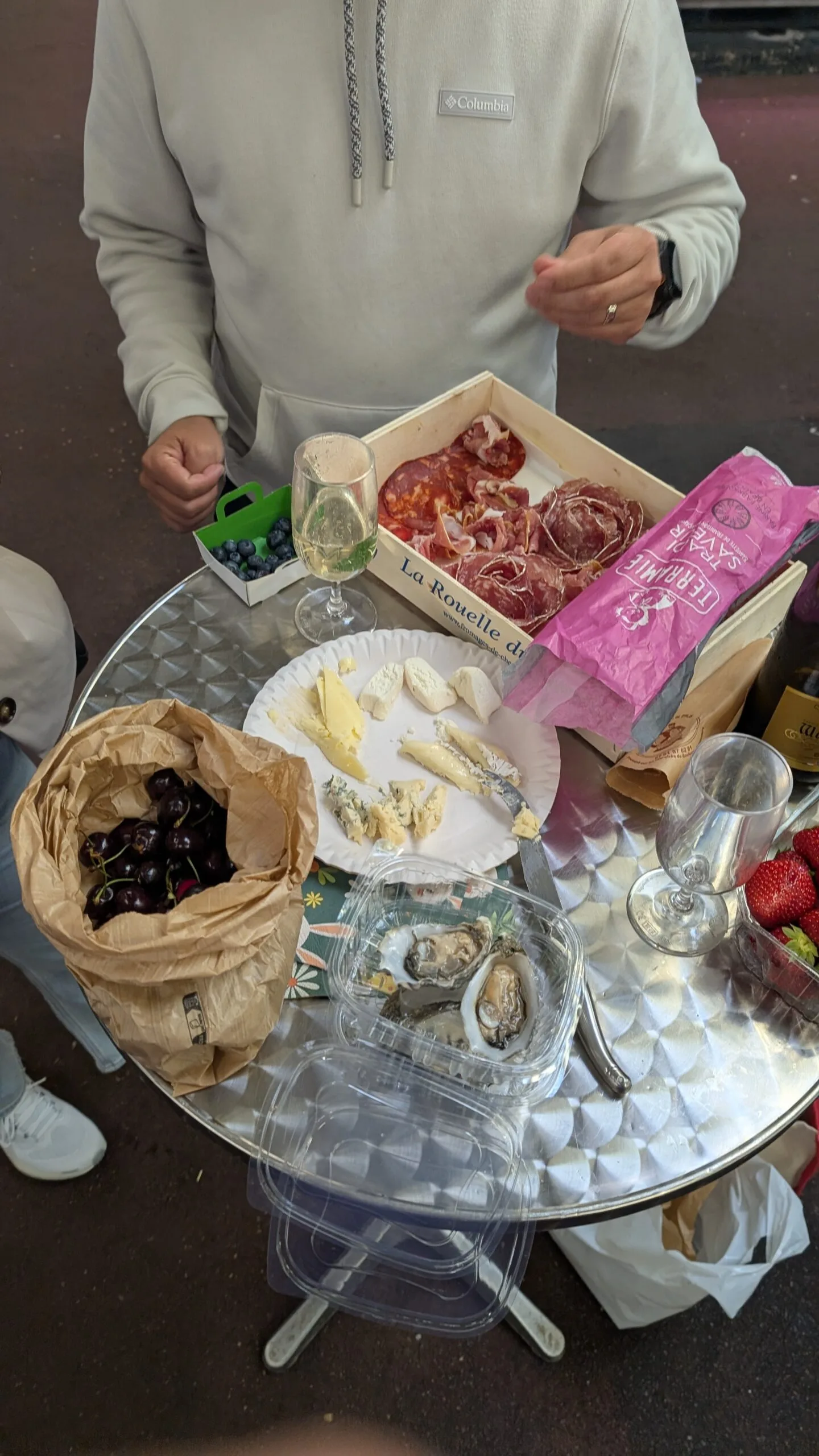 Boulogne Market Food Tour — Eat Like a Local, Not a Tourist 5 the table full of delicious tastings on the boulougne food tour